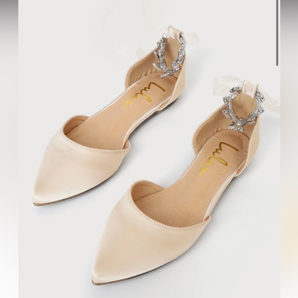 Champagne Satin Lulu’s Wedding Flats